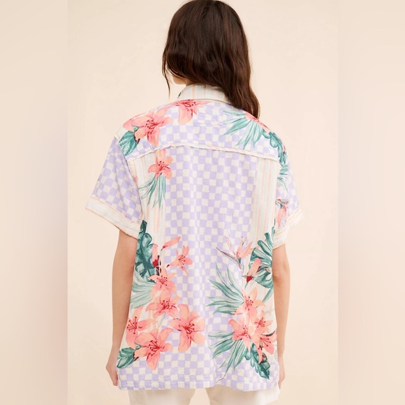 NWT Free People Retro Tropics Shirt in Sunset Combo - Picture 3 of 11